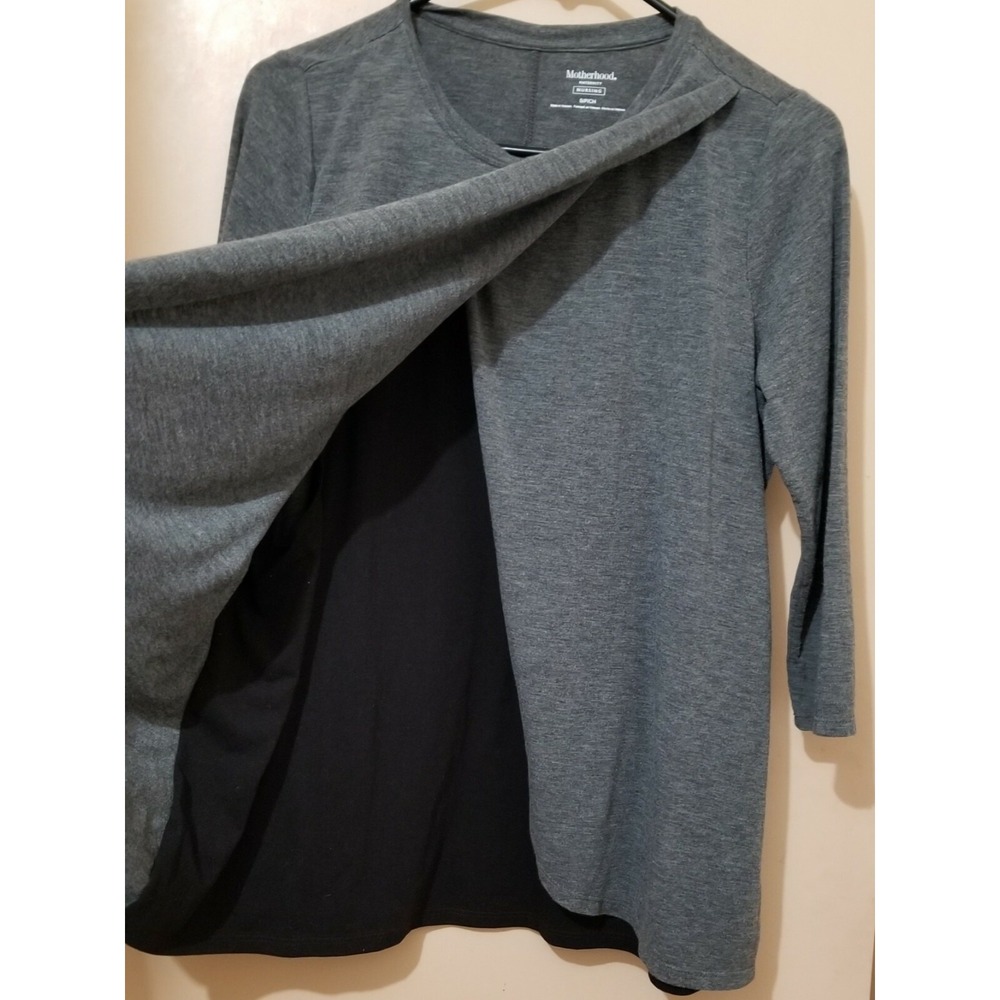 MOTHERHOOD MATERNITY NURSING Front Drape 3/4 Sleeve Crewneck Shirt/Top Women's S